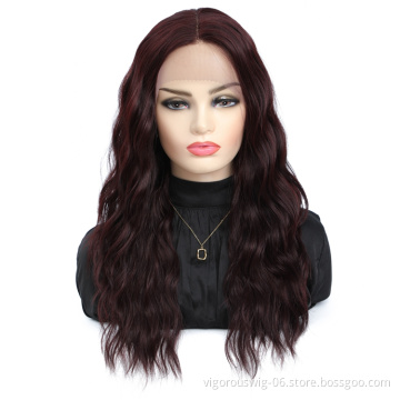 Vigorous natural high quality wholesale curly premium wet and wavy heat resistant fiber synthetic hd lace frontal wigs